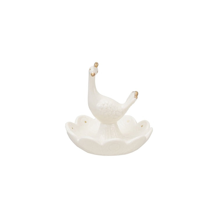 Embossed Stoneware Dish with Peacock
