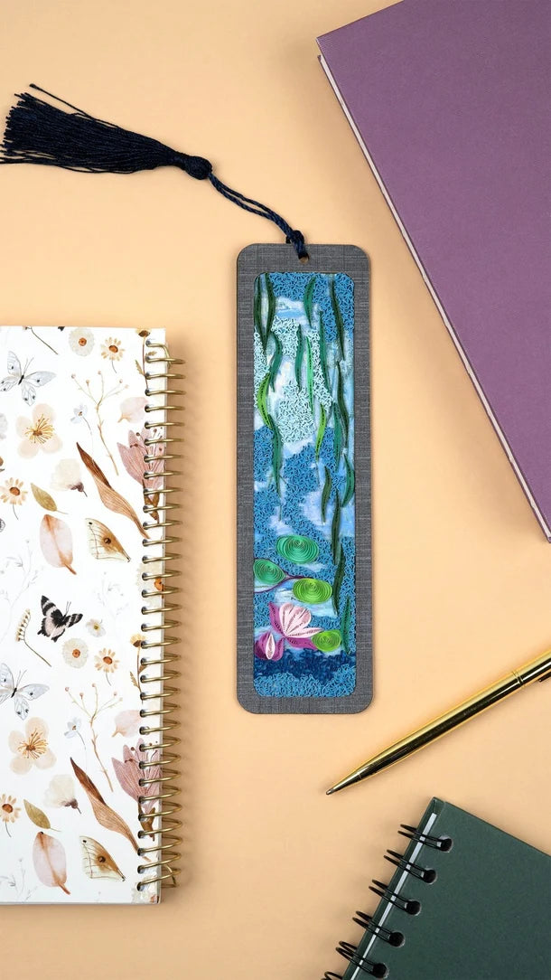 Quilling Card handmade quilled paper art bookmark, Water Lilies after Monet