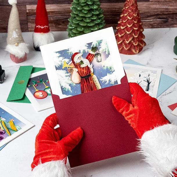 Quilling Card handmade quilled vintage Santa Christmas card