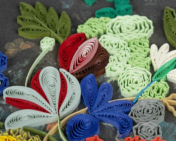 Quilling Card handmade quilled paper art card, Still Life with Flowers and Fruit after van Huysum