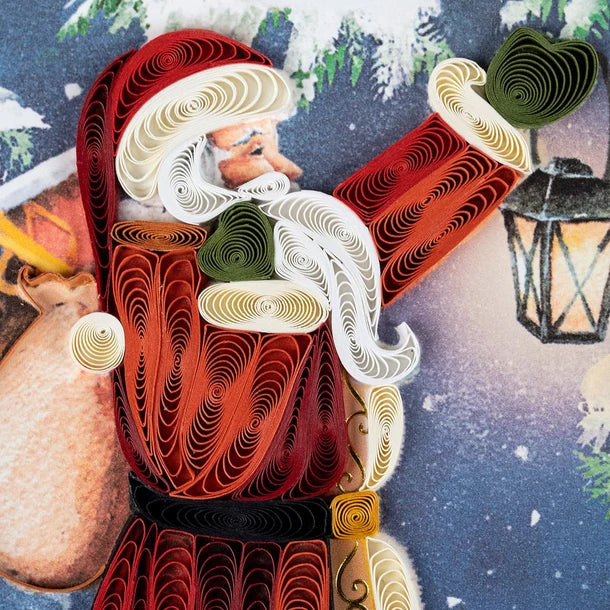 Quilling Card handmade quilled vintage Santa Christmas card