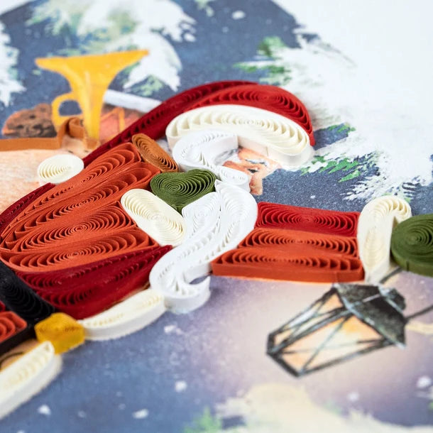 Quilling Card handmade quilled vintage Santa Christmas card