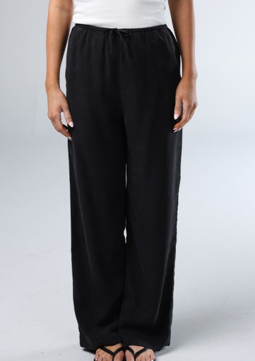 The Normal Brand sueded Costa drawcord pant, black, front view