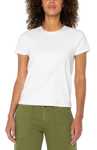 Liverpool short sleeve crew neck knit tee, white