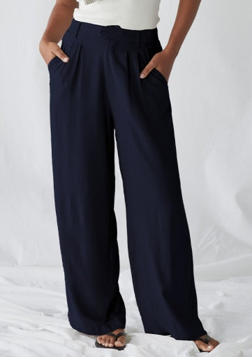 The Normal Brand Leukos linen blend trouser, navy