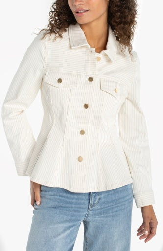 Fit and Flare Trucker Jacket, Nautical Stripe