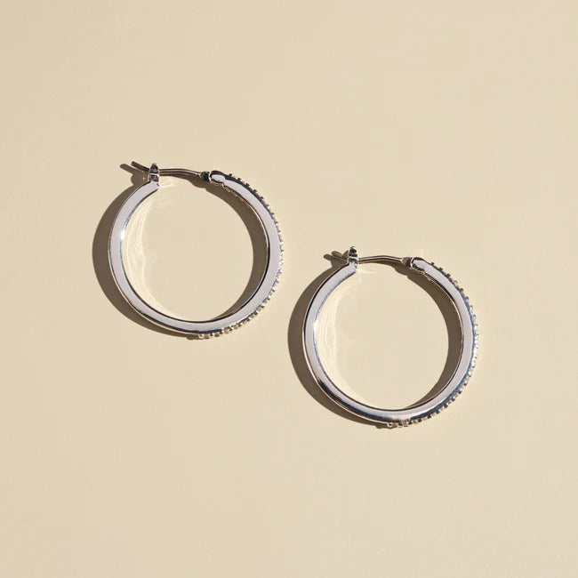 Silver Pavé Hoops, 2 sizes