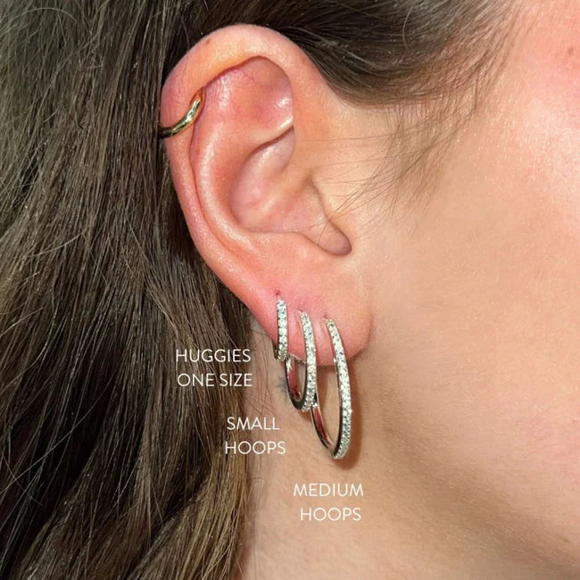 Silver Pavé Hoops, 2 sizes