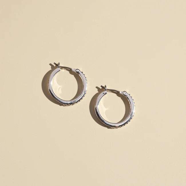 Silver Pavé Hoops, 2 sizes