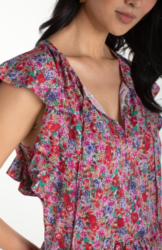 Liverpool flutter sleeve peplum top with ties, back view