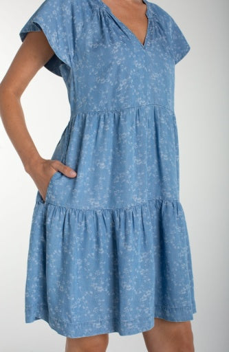 Tiered Flutter Sleeve Dress