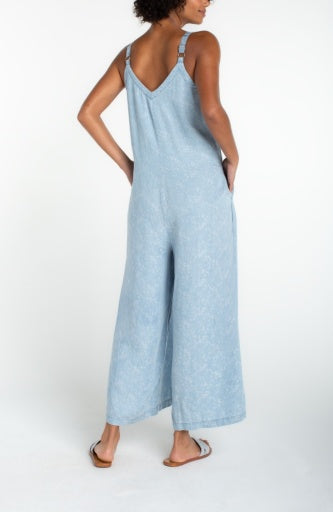 Liverpool wide leg crop jumpsuit with adjustable straps, back view