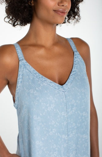 Liverpool wide leg crop jumpsuit with adjustable straps, detail view