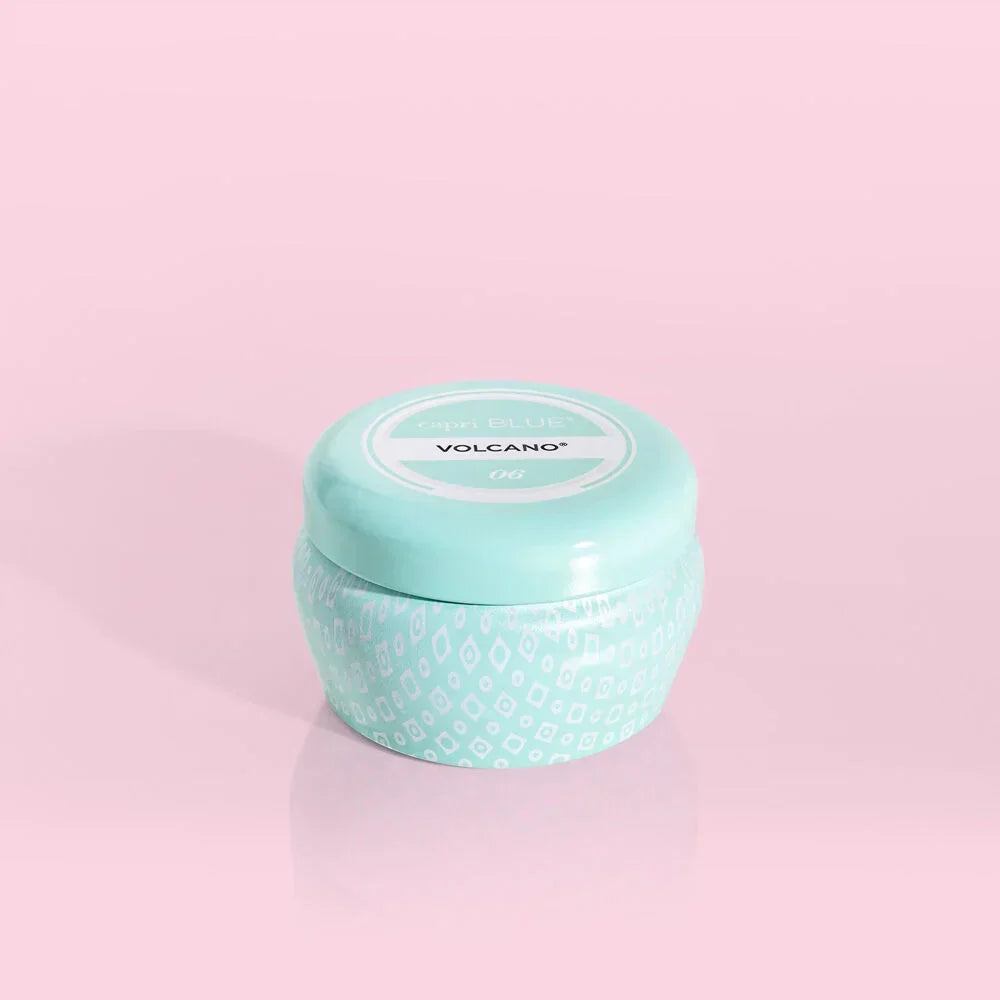 Capri Blue Volcano mini tin candle, 3 oz, aqua print