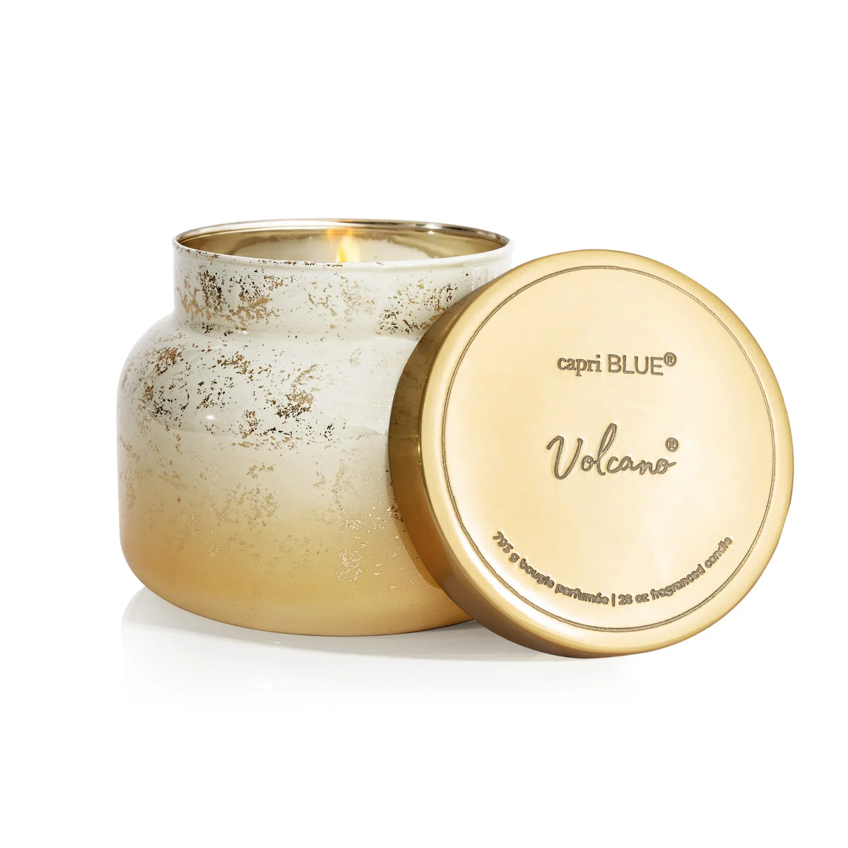 Capri Blue Volcano glimmer oversized candle, 28 oz, winter white