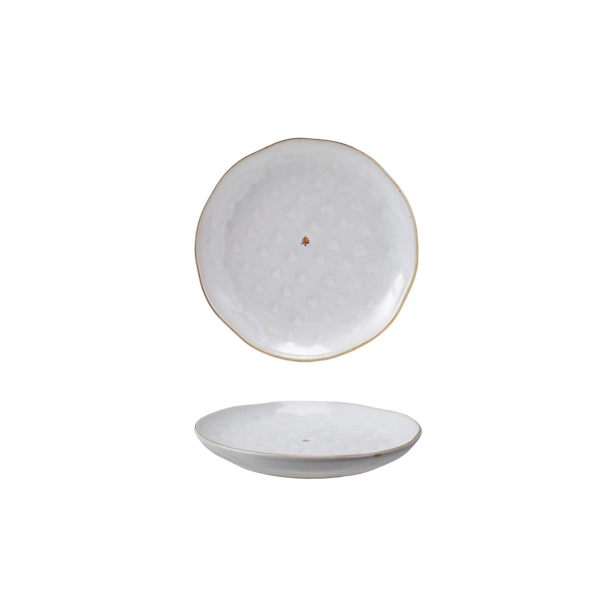 Debossed Stoneware Plate & Gold Electroplating (Each Will Vary)