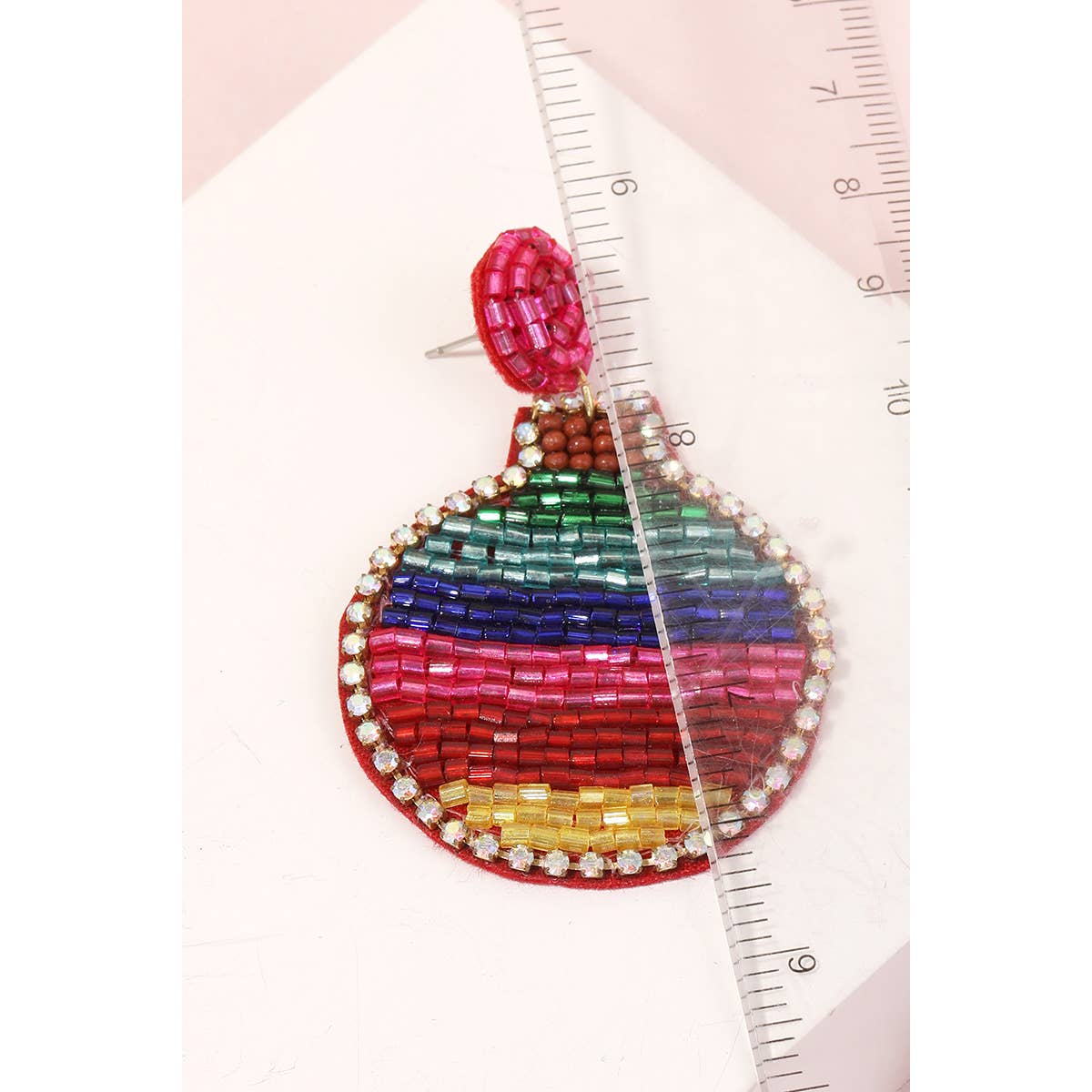 Seed Beaded Ornament Ball Earrings: MT