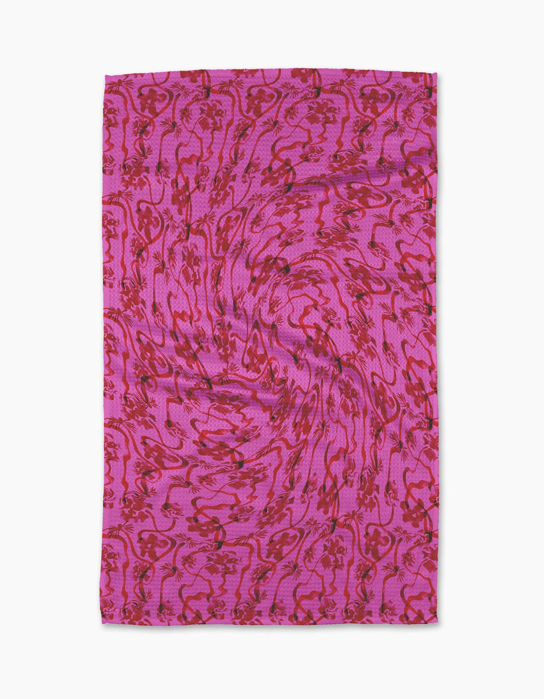 Floral Swirls Pink Tea Towel