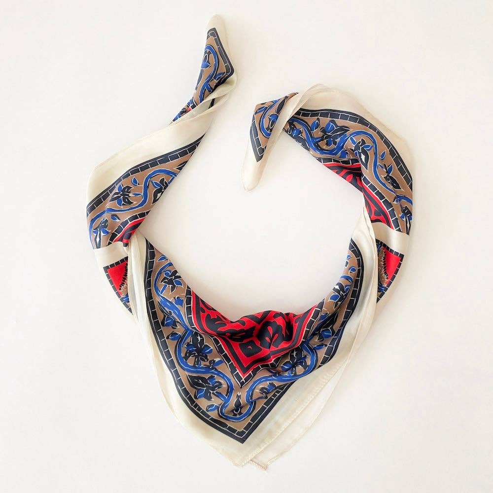 Alice Square Scarf, Blue Floral