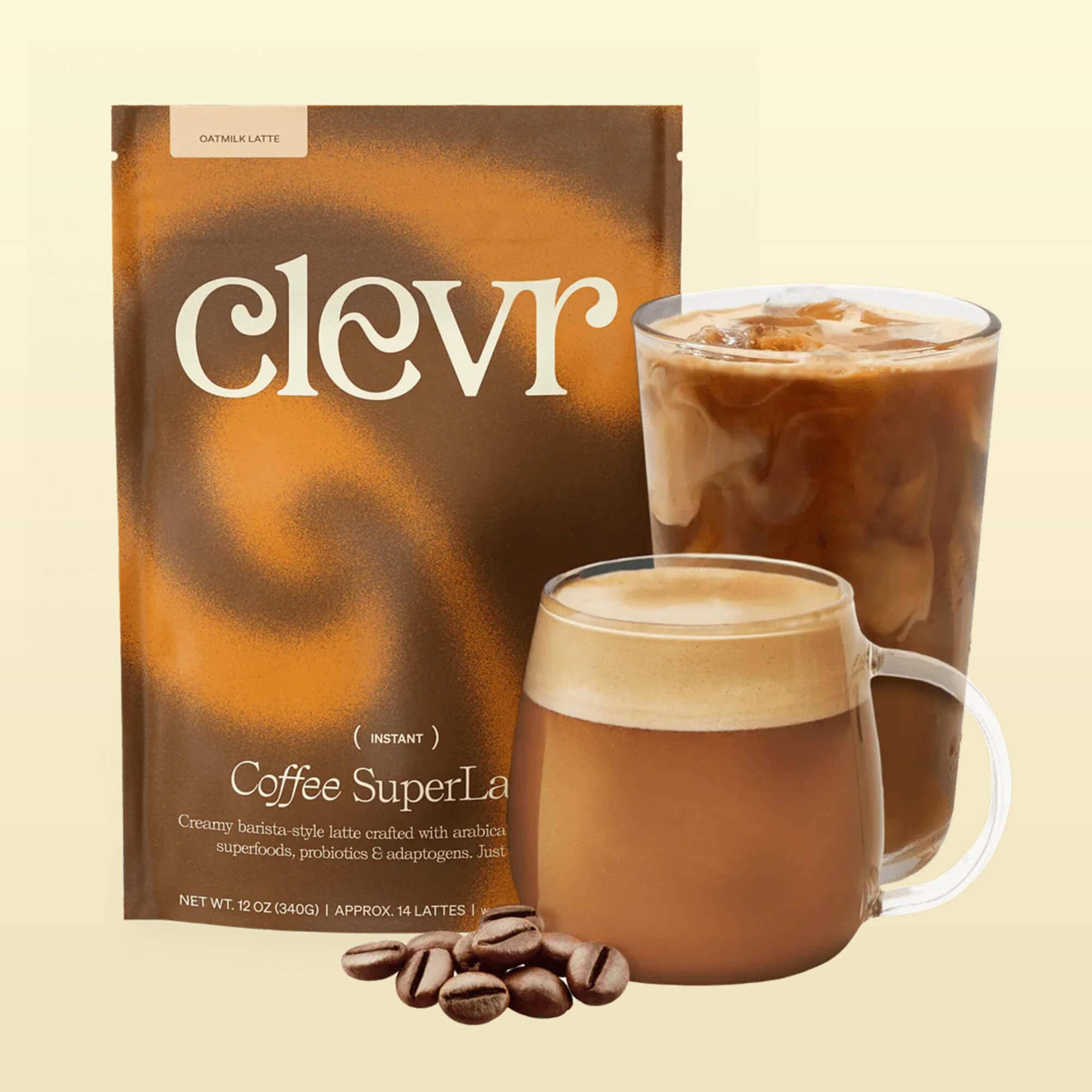 Coffee SuperLatte (14 Servings) | Instant Latte with Adaptogens, Mushrooms and Probiotics