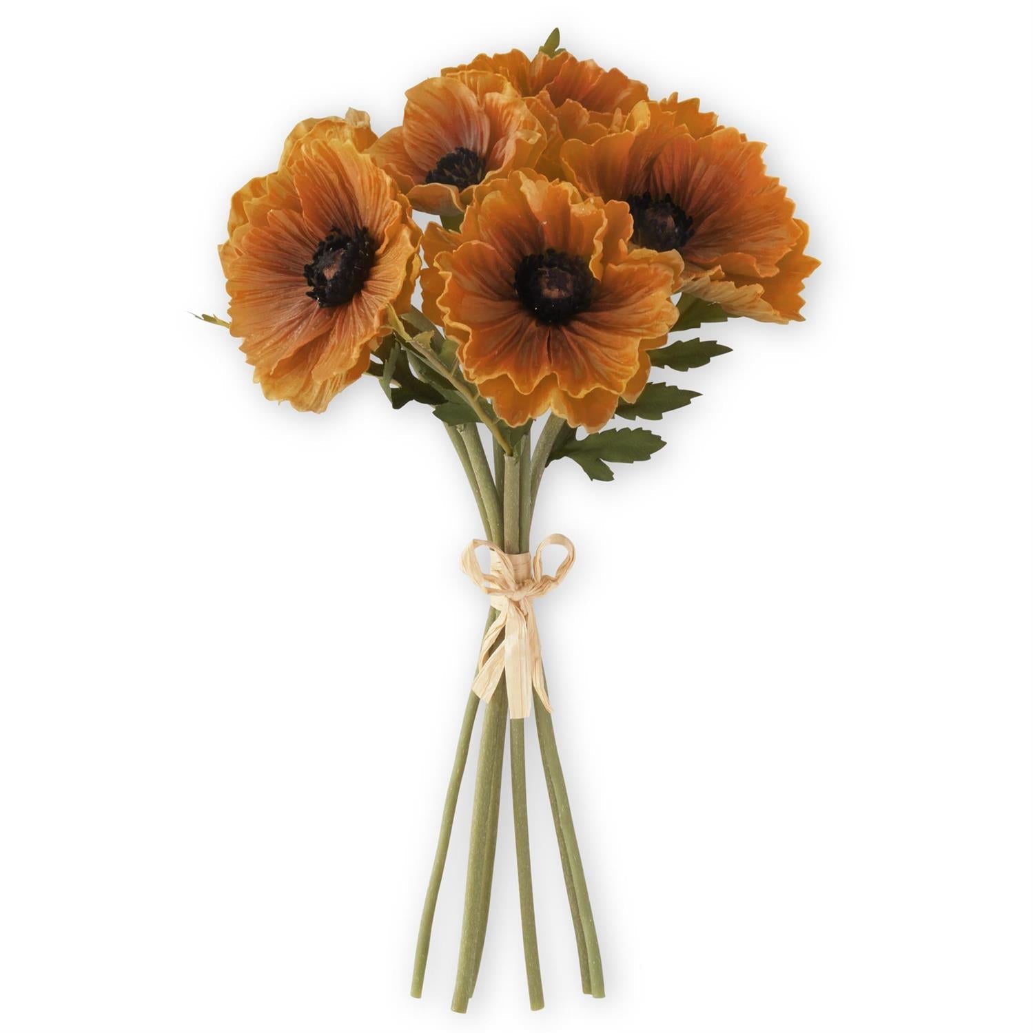 12.5 Inch Yellow Real Touch Poppy Bundle (6 Stems)