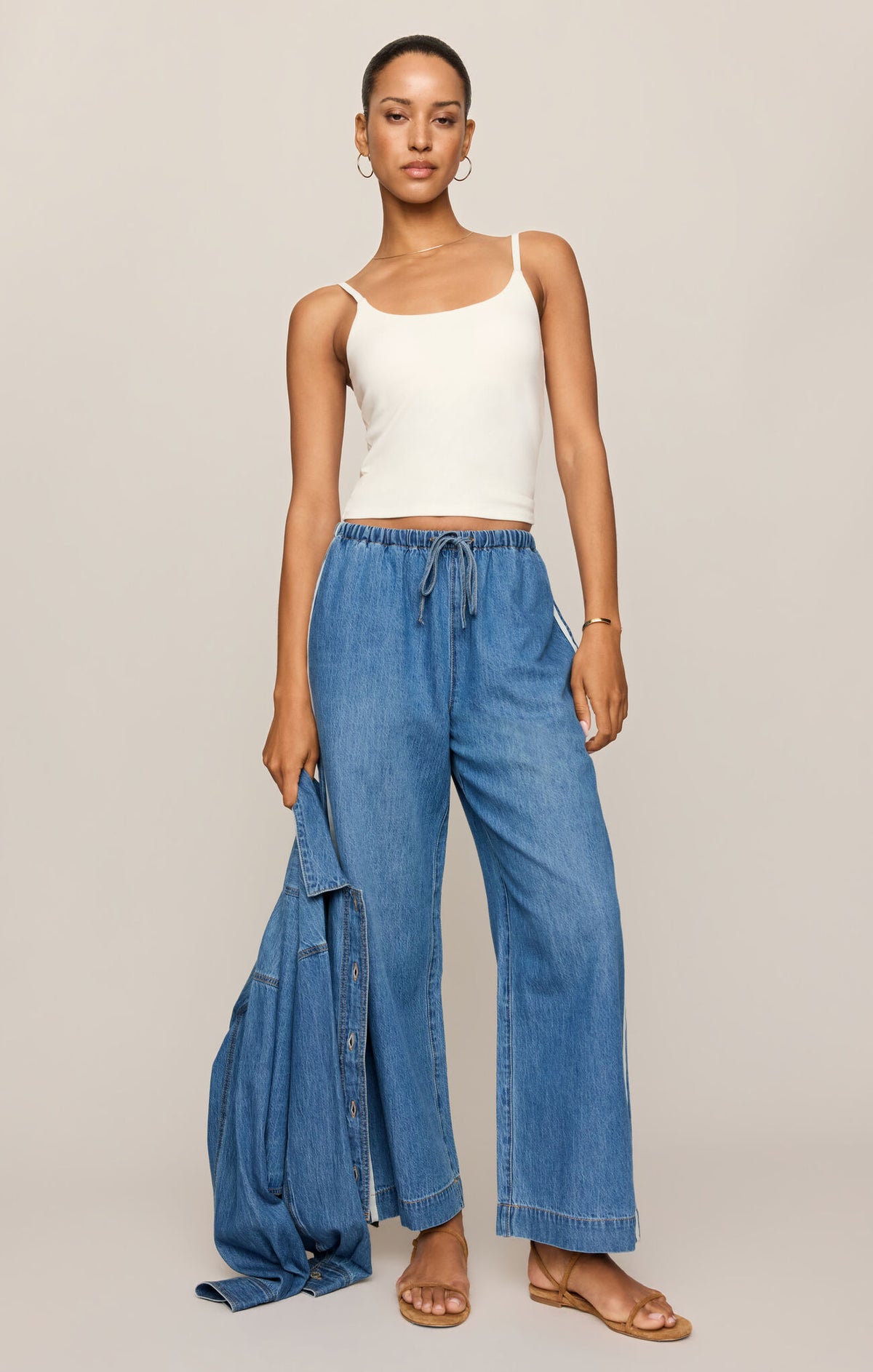 The Sidelines Denim Track Pant in Dreamstate