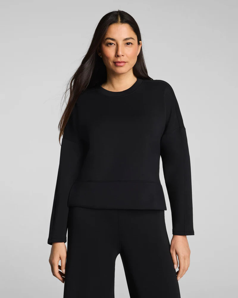 SPANX AirEssentials Crewneck Long Sleeve Top in Very Black