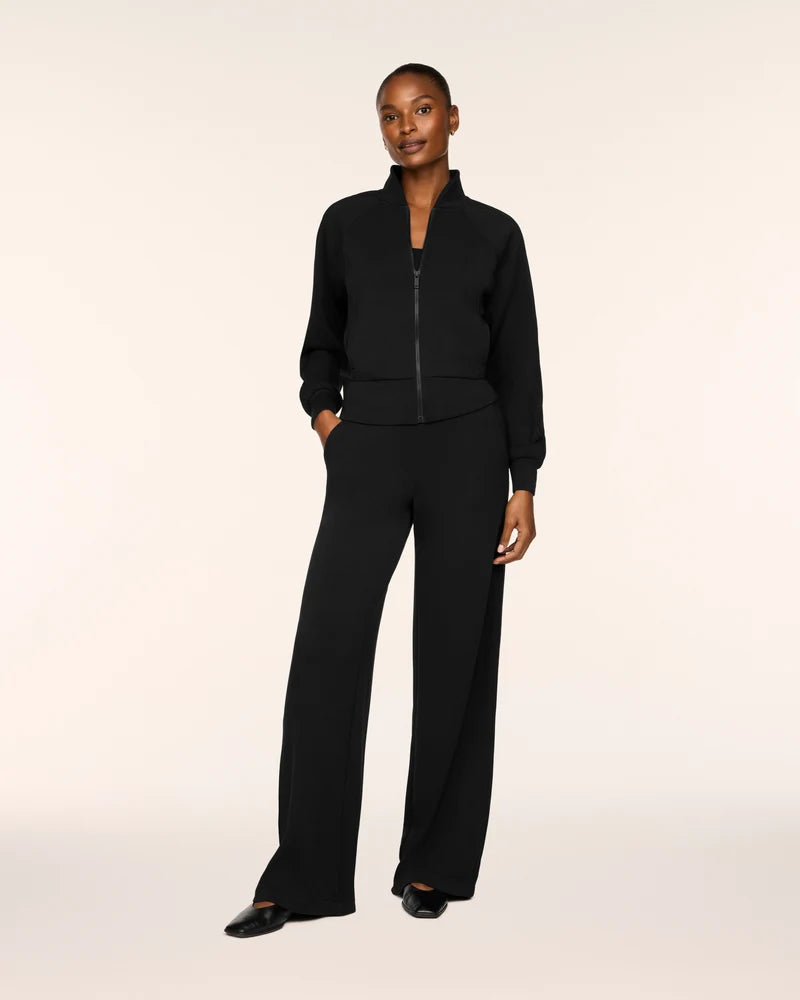 Spanx pintuck track jacket in very black