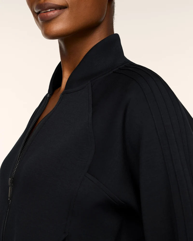Spanx pintuck track jacket in very black