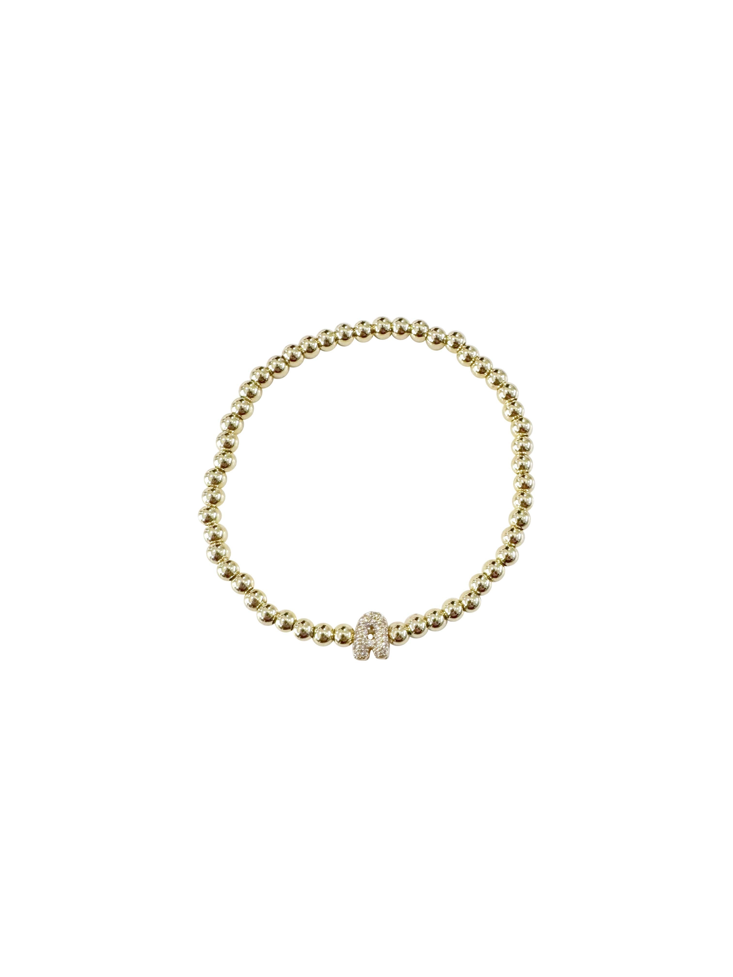 CZ Initial Beaded Bracelet - Top 12