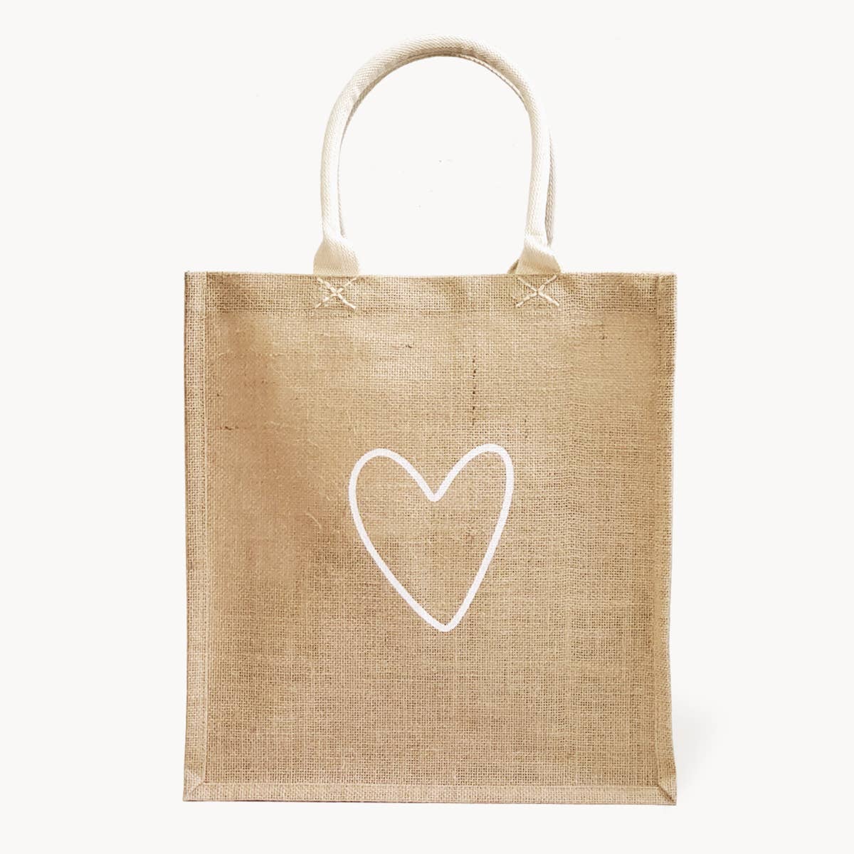 Handmade Burlap Jute Tote l Market Bag - Love: With Pompom