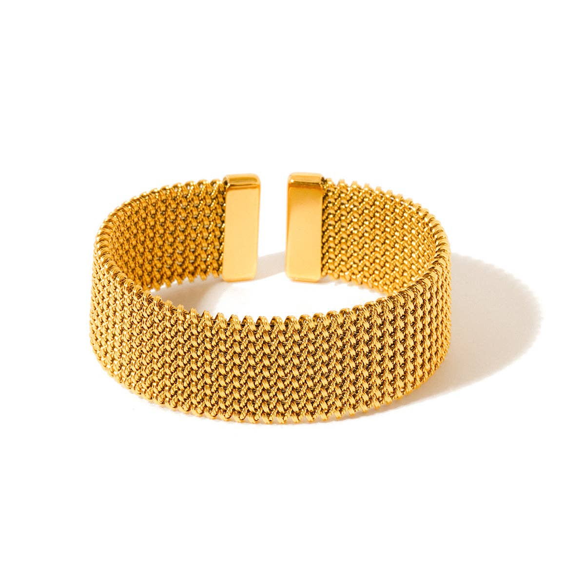Braided Mesh Cuff Waterproof Bracelet, Gold