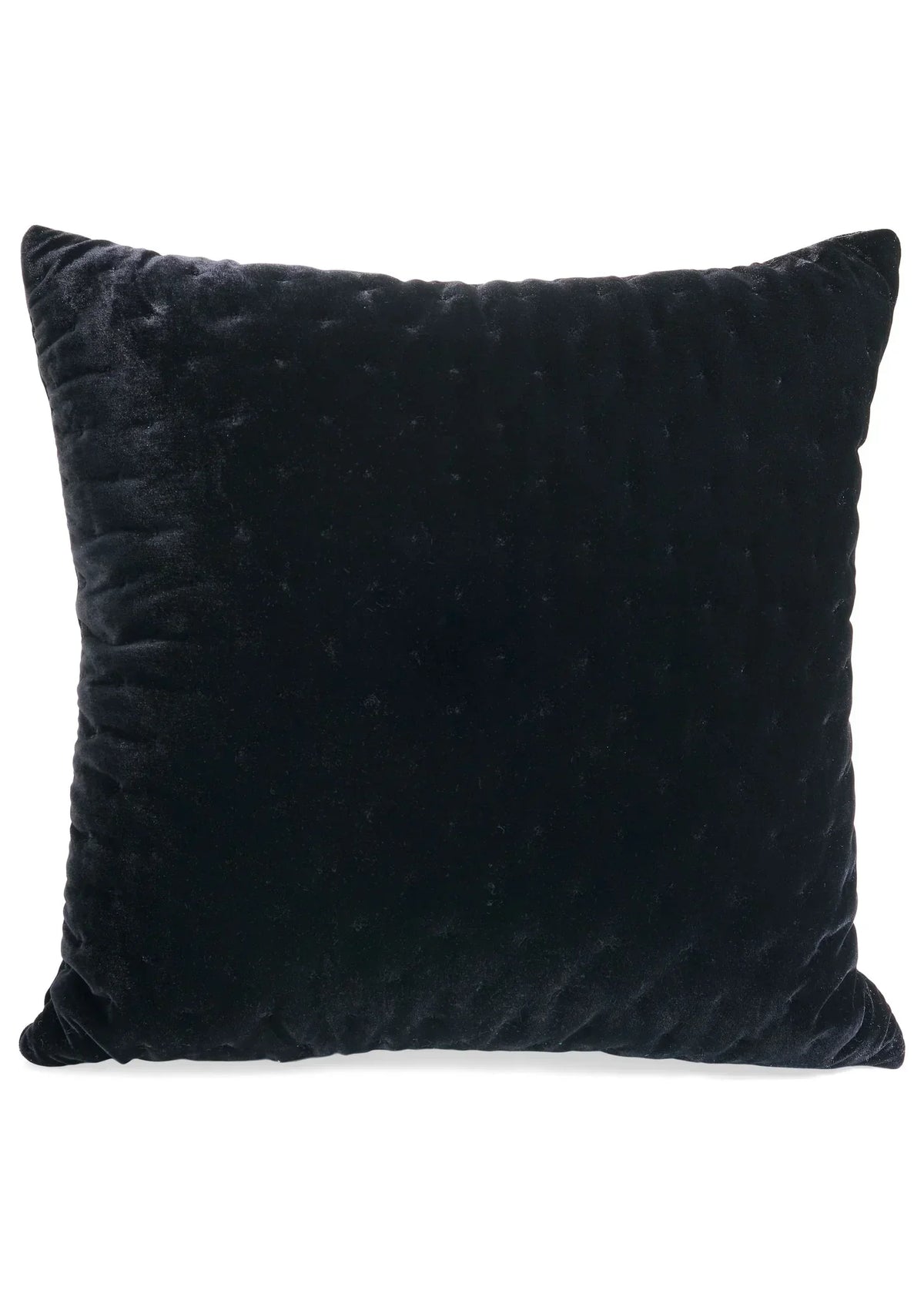 Quilted check velvet pillow, black, 18x18 inches