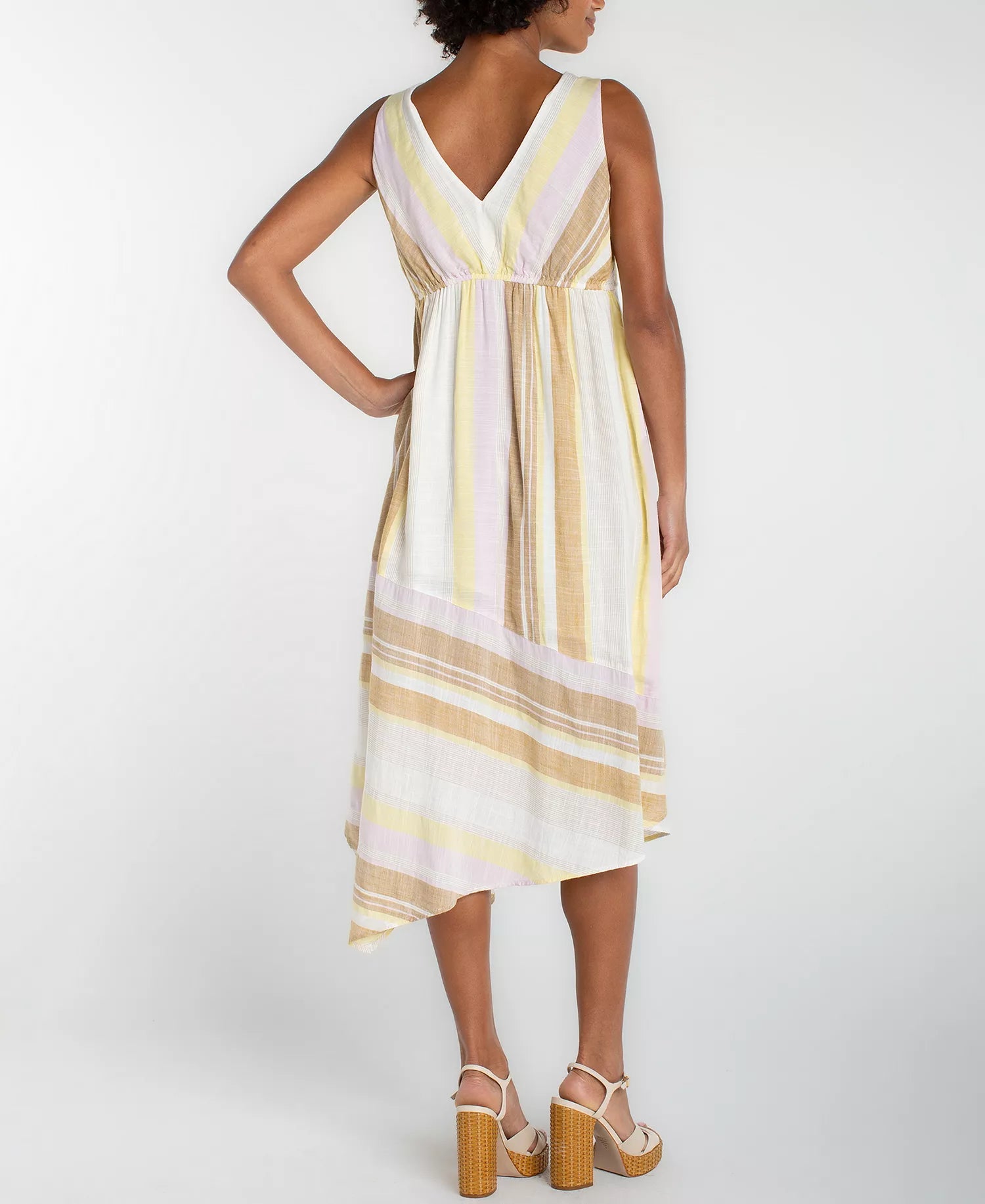 Sleeveless Vneck Handkerchief Hem Dress