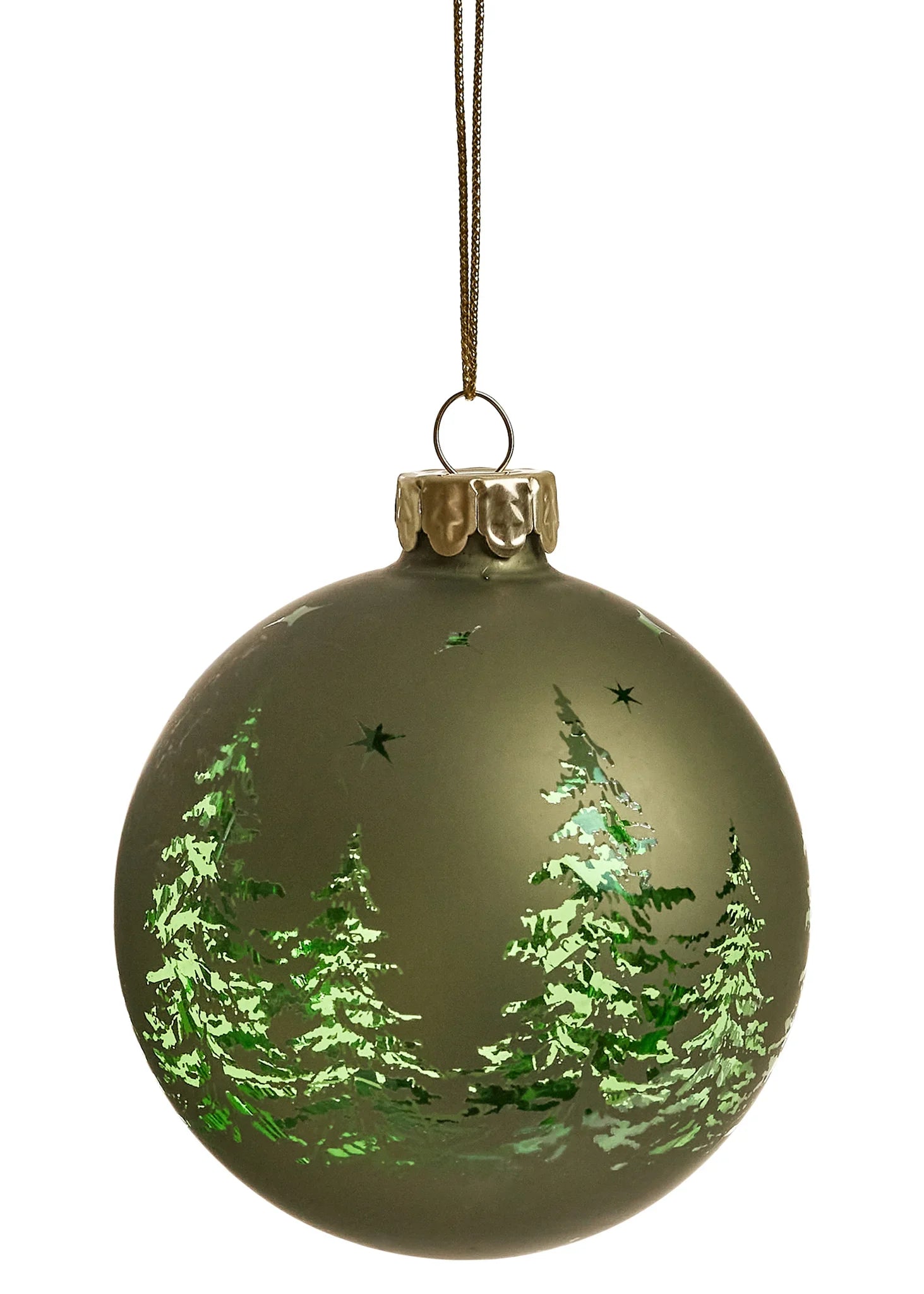 ORNAMENT TREE DESIGN GLASS GREEN 3X3