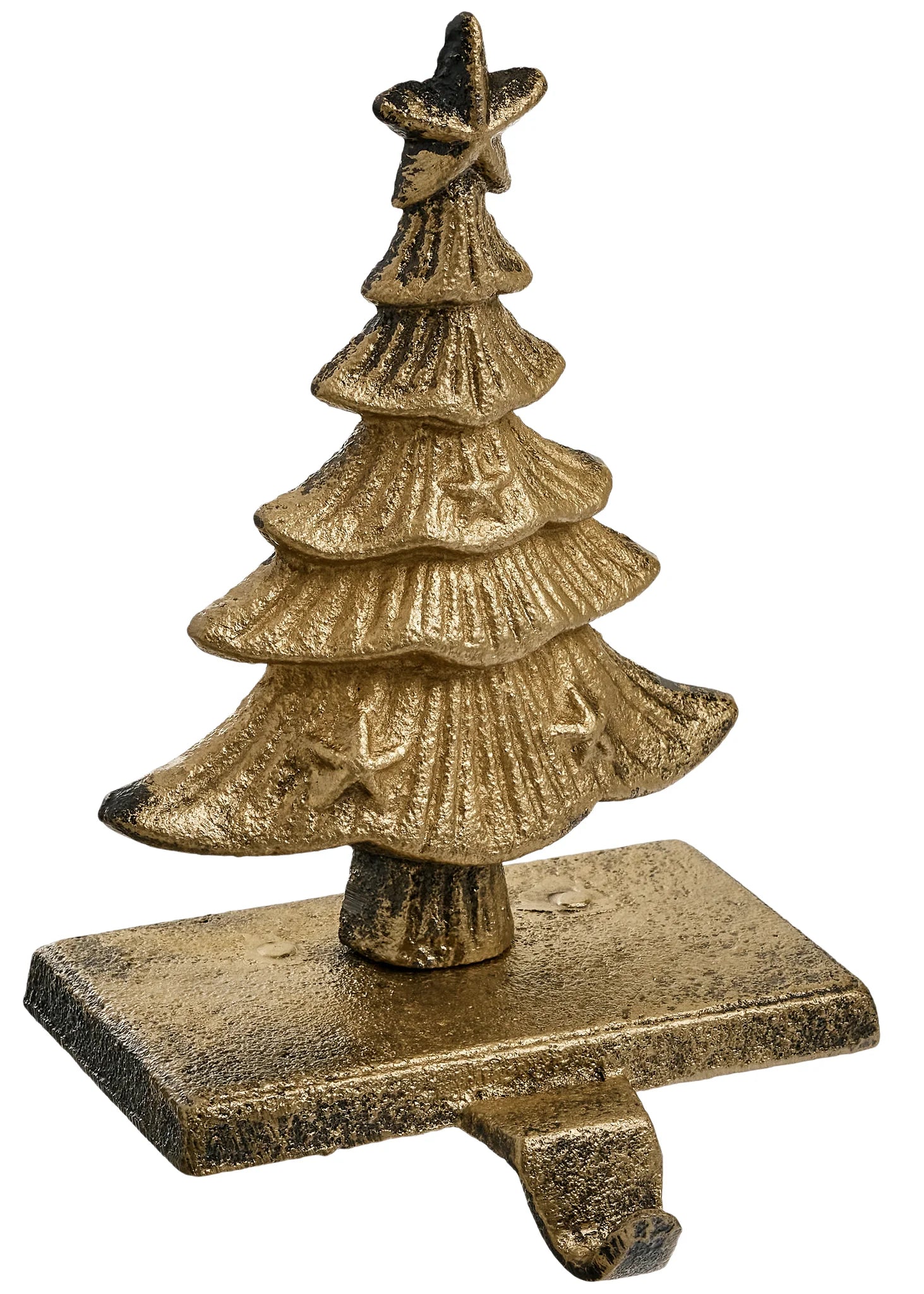 STOCKING HOLDER TREE CAST IRON GOLD 5X8