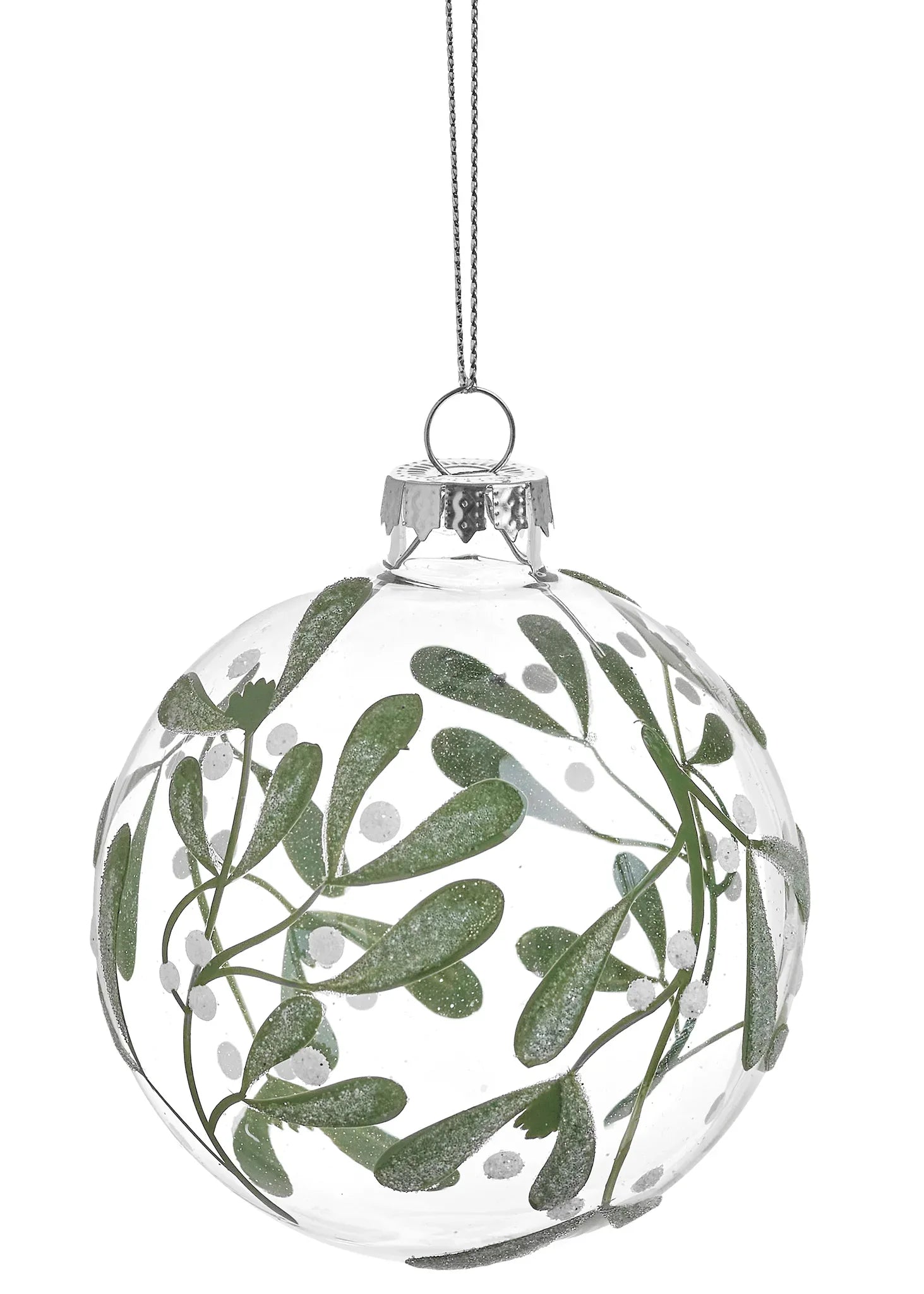 ORNAMENT PAINT LEAF GLASS CLEAR/GREEN 3X3