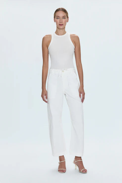 Sabrina Curved Utility Pants, White