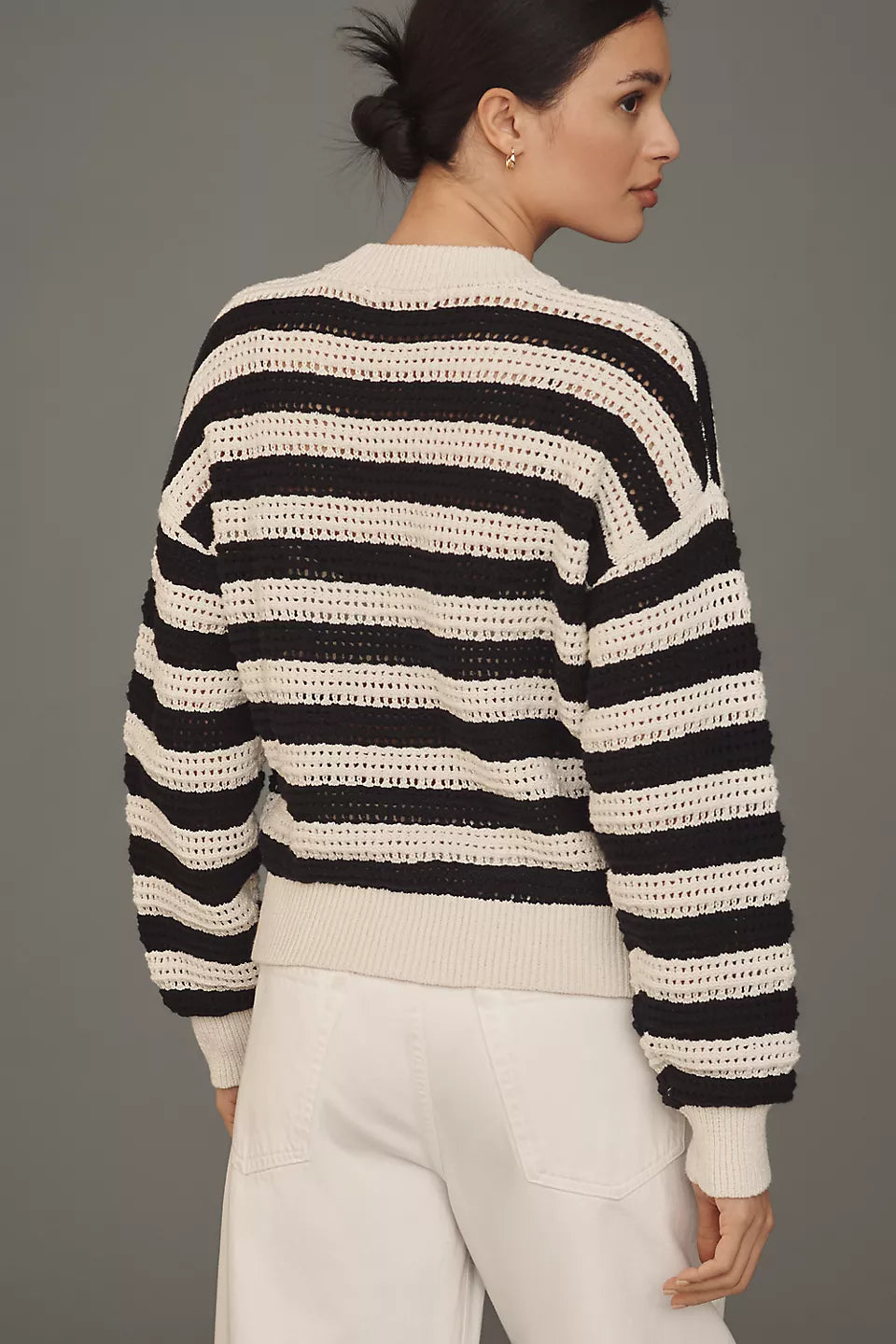 Open Knit Bomber, Macrame & Black