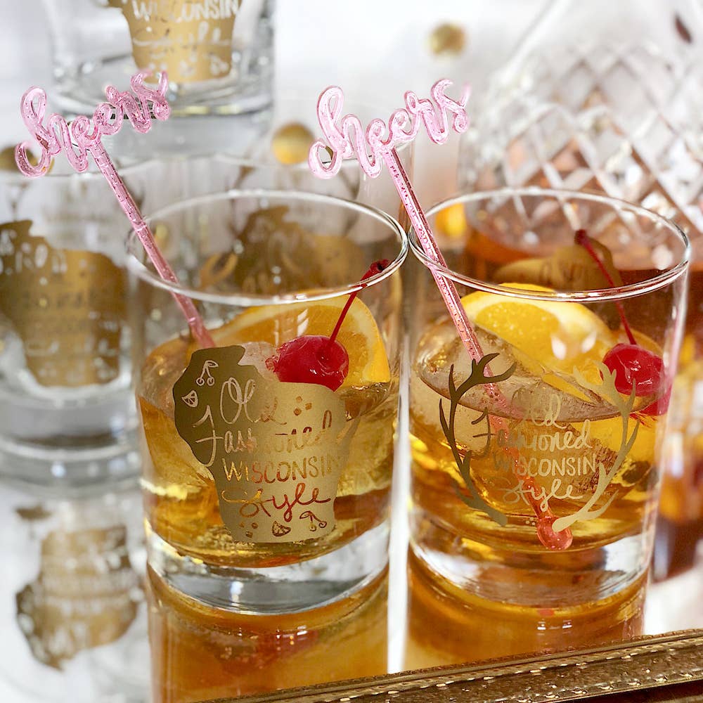 Gold Wisconsin Old Fashioned Glass