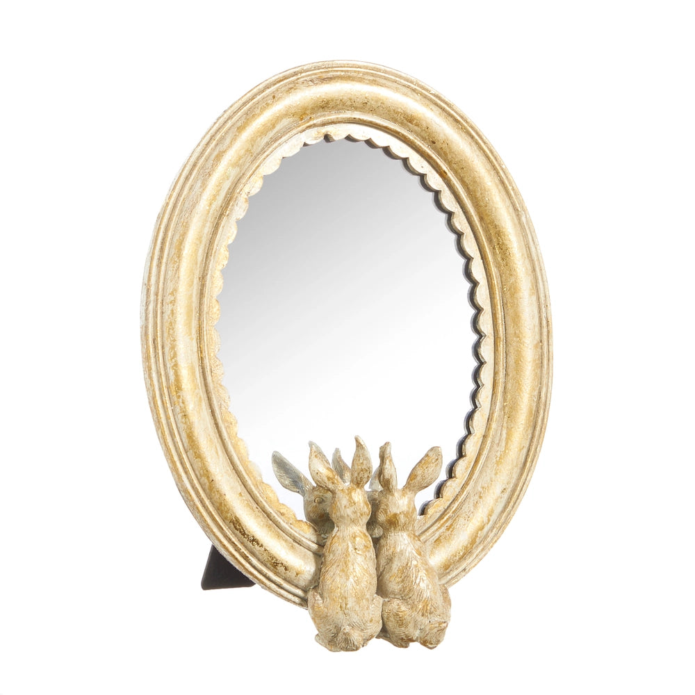 8" Gold Rabbits Mirror