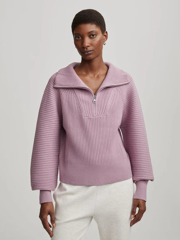 Reid Half Zip Knit, Smoky Grape
