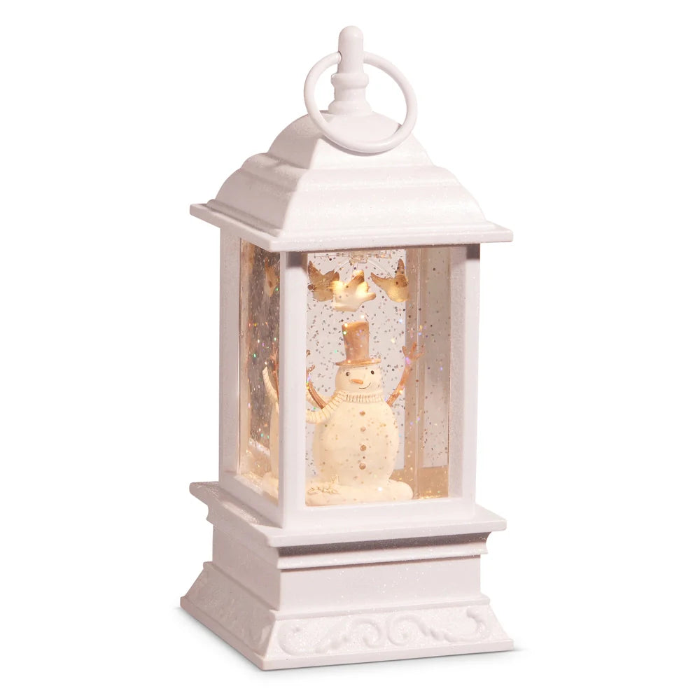 9.25" Whimsical Snowman Animated Lighted Water Lantern