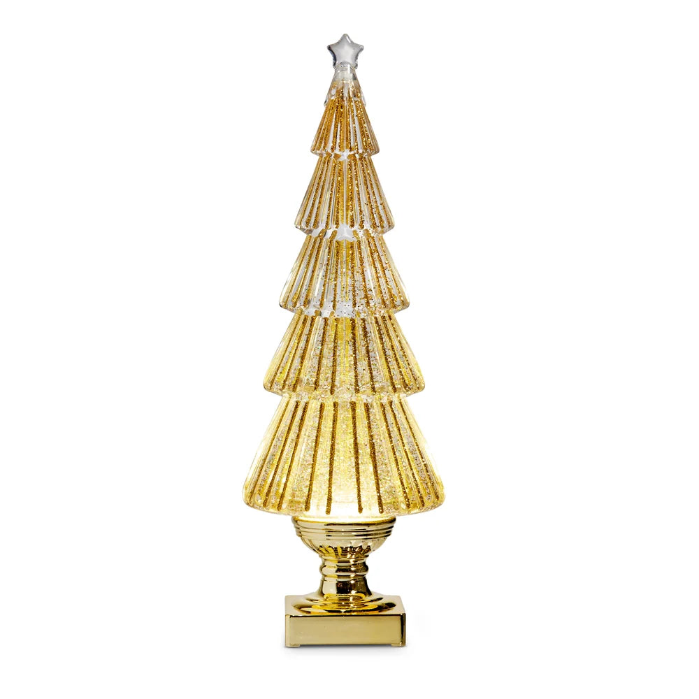 16.25" Lighted Flat Tree with Gold Swirling Glitter