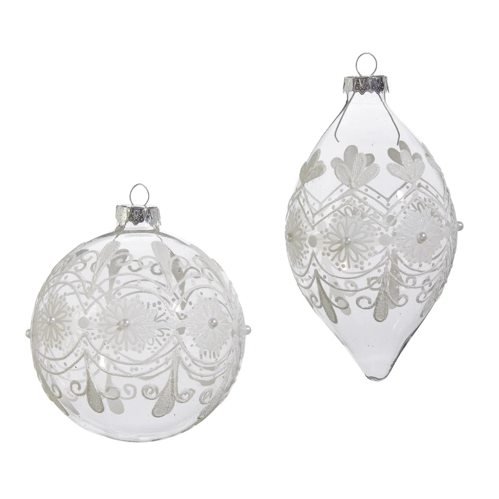 4" Clear Frosted Ornament