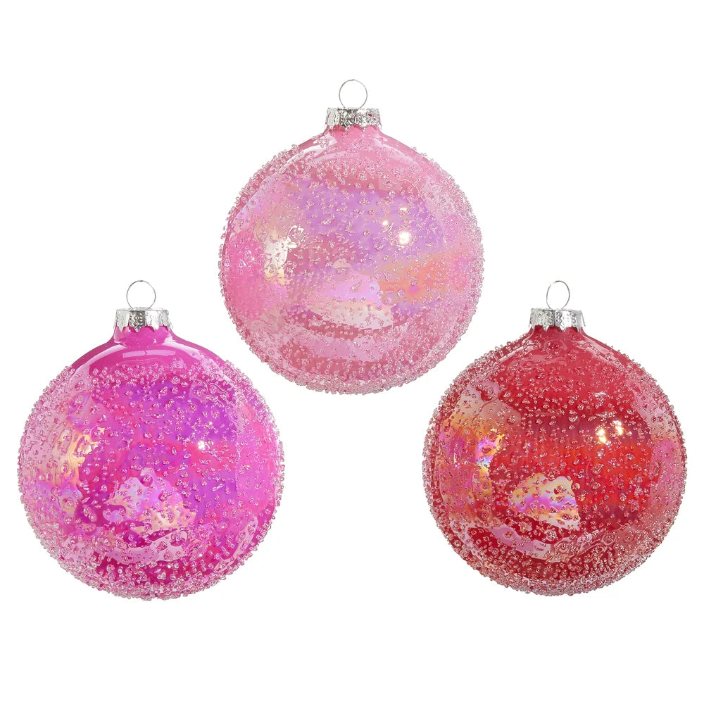 4" Pink Glitter Ball Christmas Ornament