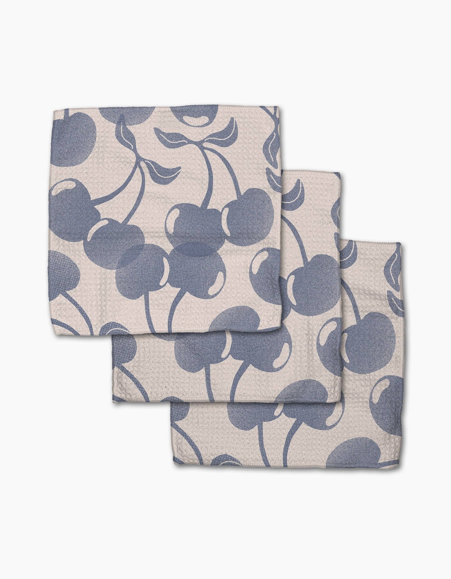 Blue Cherry Dreams Dishcloth Set