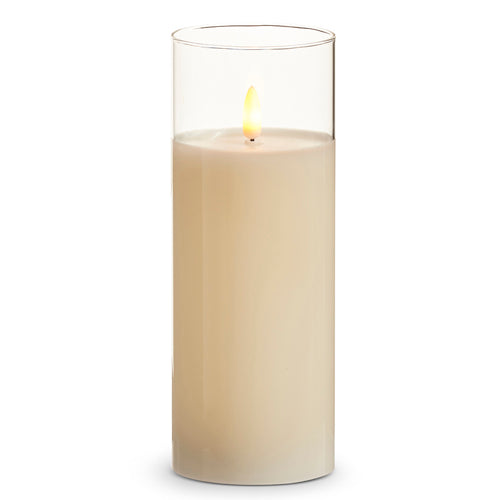 Clear Glass Ivory Pillar Candle, 3 sizes