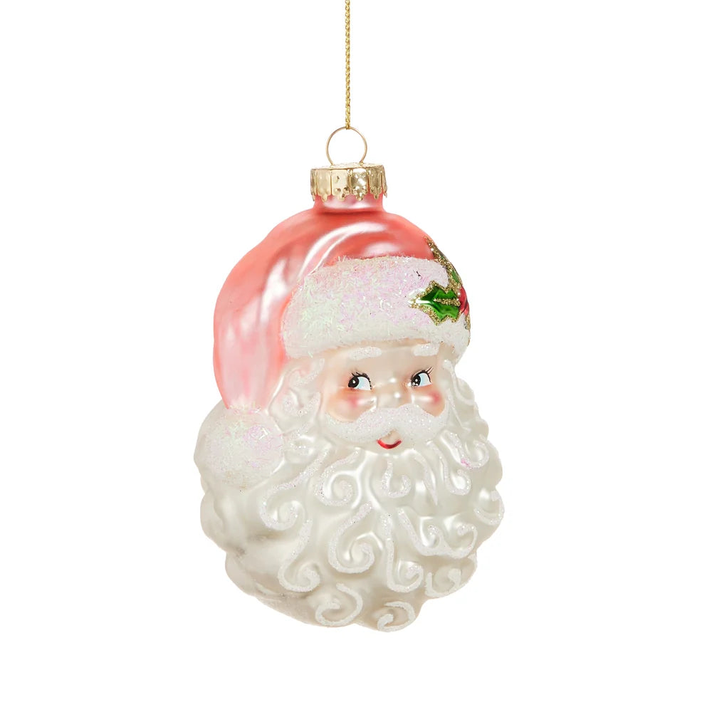 4" Pink Santa Head Ornament