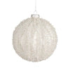 5" White Sugared Ball Ornament